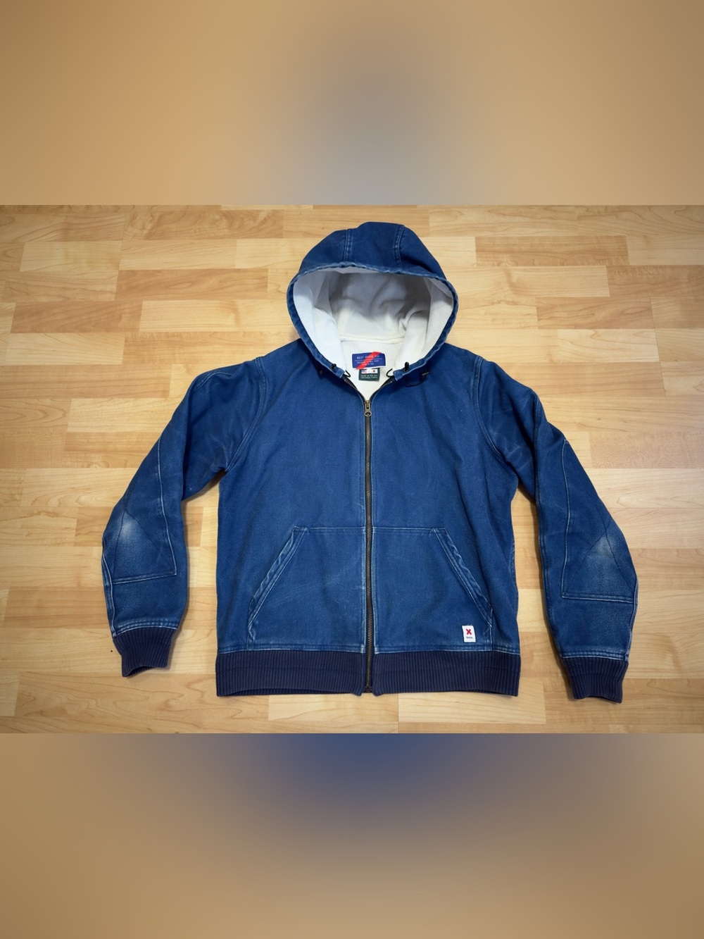Men's Best Made Co Indigo Thermal Lined Canvas Hood Jacket - Size Small Made USA